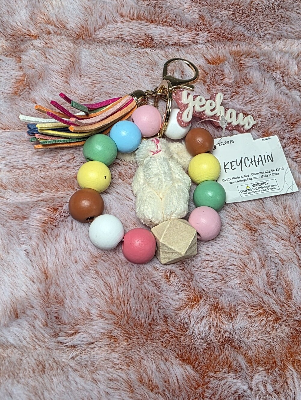 Multicolor Beaded Keychain with Tassel